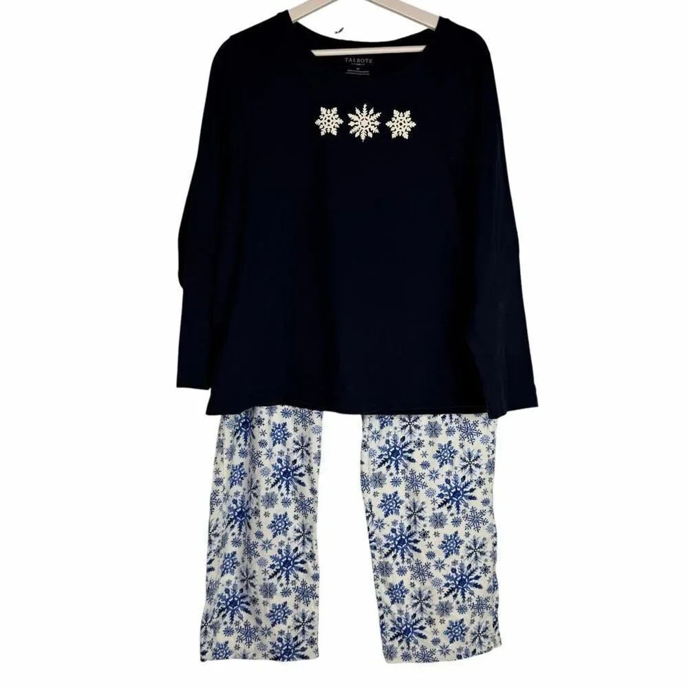 Talbots 2 Piece 2X Cotton Snowflake print Pajamas